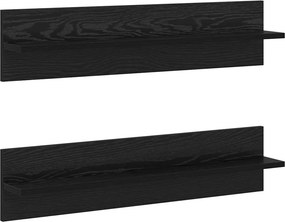 vidaXL Falpolc polcokkal 2 pcs Fekete tölgy 80 x 11,5 x 18 cm Faanyag