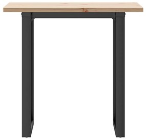 tömör fenyőfa és öntöttvas étkezőasztal O-vázzal 80x50x75,5 cm
