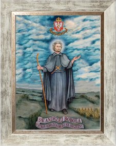 Szent András Bobola Vallásos Vászonkép Fehér Keretben 30X40