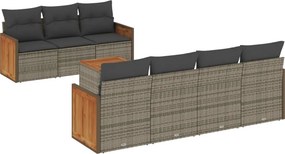 vidaXL 8 részes szürke polyrattan kerti ülőgarnitúra párnákkal