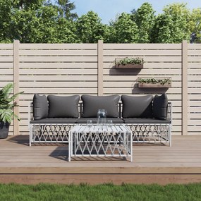 vidaXL 4 részes fehér acél kerti ülőgarnitúra párnákkal