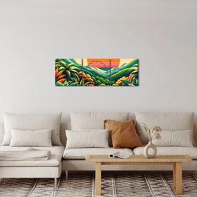 Kép - Színes naplemente (órával) (90x30 cm)