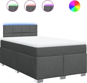 vidaXL sötétszürke szövet rugós ágy matraccal 120 x 200 cm