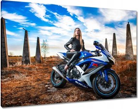 Vászonkép 100x70 Csaj a versenyautón Motor