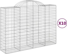 vidaXL 10 db íves horganyzott vas gabion kosár 200x50x140/160 cm
