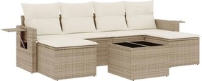 vidaXL 7 részes bézs polyrattan kerti ülőgarnitúra párnákkal