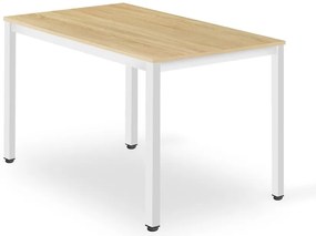 Étkező szett 1 + 4, fehér TESSA asztal 120x60 cm tölgy dekor + bézs BALI MARK szék bükkfa lábakkal