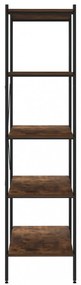 fekete és sötét faszínű 4 szintes polcrendszer 80 x 40 x 163 cm