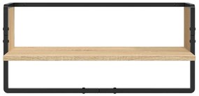 4 részes sonoma tölgy színű szerelt fa fali polc szett rúddal