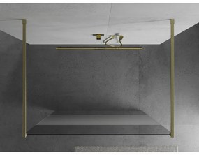 Mexen Kioto, Walk-In zuhany paraván 100 x 200 cm, 8 mm átlátszó matt üveg, arany matt profil, 800-100-002-55-35