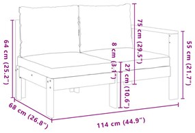2 személyes tömör akácfa kerti kanapé 1 karfával