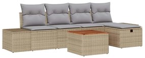 vidaXL Kerti Kanapé Szett párnával tárolóval 6 pcs Bézs polirattan