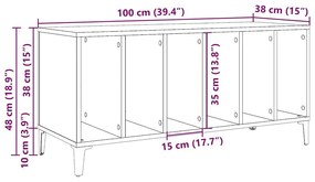 antik fa színű szerelt fa hanglemezszekrény 100 x 38 x 48 cm
