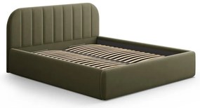Zöld kárpitozott ágyneműtartós franciaágy ágyráccsal 200x200 cm Juno – Windsor &amp; Co Sofas