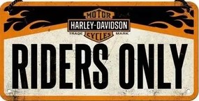 Fém tábla Harley-Davidson - Riders Only, (20 x 10 cm)