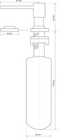 Gamma Mosogató Quality Quatro, mosogatószer adagoló mosogatóhoz 400ml, matt fekete, GMA-DOK-BK