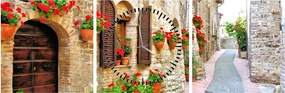Kép - festői olasz sikátor (órával) (90x30 cm)
