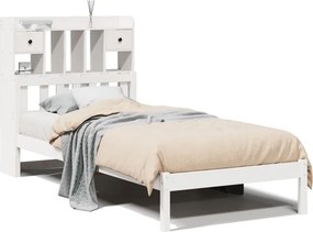 vidaXL fehér tömör fenyőfa könyvespolcos ágy matrac nélkül 90 x 200 cm