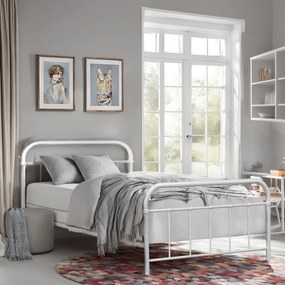 Fém ágy 120x200 cm méretben, fehér színben PABLO