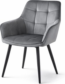 Étkezőfotel VARSI VELVET fekete lábakkal, szürke