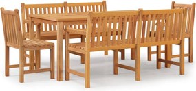vidaXL 5 részes tömör tíkfa kerti étkezőgarnitúra