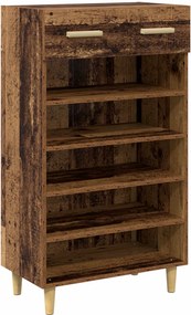 vidaXL Cipőszekrény fiókkal polcokkal Öreg fa 60 x 35 x 105 cm Faanyag