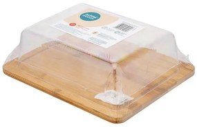 Bambuszfa asztali kínáló műanyag tetővel 25x7,5x19,5 cm