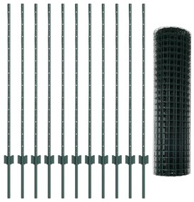 Euró Kertkerítés 2 darabos szett Zöld Porszórt Acél 25 x 1.2 m