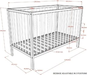 Barna bükkfa babaágy állítható magassággal 60x120 cm Dino – Vipack