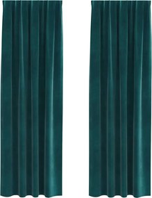 vidaXL Sötétítő függönyök 2 pcs Sötétzöld 140 x 245 cm Bársony