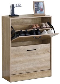 Dulap pentru pantofi, 2 compartimente, decor stejar, MDF