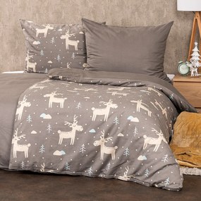 4Home Happy reindeer flanel ágyneműhuzat, 140 x 220 cm, 70 x 90 cm