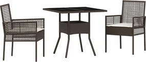 vidaXL Kert étkező szett 3 pcs Barna polirattan