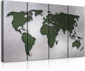 Vászonkép 120x80 Világtérkép absztrakt minimalizmus modern ezüst zöld