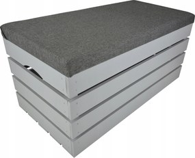 Nagy Láda Kárpitozott Puff Szürke Tároló