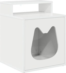 vidaXL Macska Ház Fényes Fehér 42,5 x 40 x 53,5 cm Faanyag