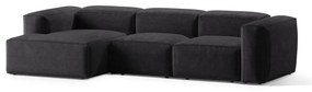 Sötétszürke kordbársony sarokkanapé (bal oldali-heverő résszel) Bergano – Cosmopolitan Design