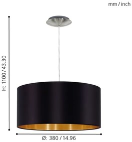 Eglo 31599 - MASERLO lógó 1xE27/60W/230V, kábel függeszték