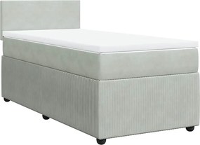 vidaXL világosszürke bársony rugós ágy matraccal 90 x 200 cm