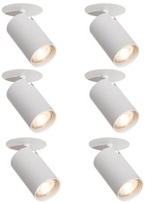 6 darabos modern, süllyesztett spotlámpa szett fehér GU10 50mm - Chels