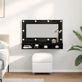 LED Tükrös Szekrény Fekete Tölgy - 90x31.5x62 cm