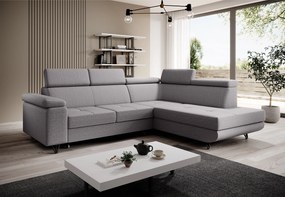 Kinyitható ülőgarnitúra, világosszürke, jobbos, JOGI ROH