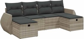 vidaXL 6 részes világosszürke polyrattan kerti ülőgarnitúra párnákkal