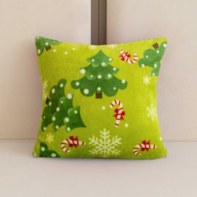 Mikroplüss párnahuzat CHRISTMAS TREE 45x45 cm, zöld
