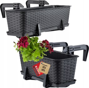 Erkélydoboz 40+60cm Virágtartó Állvány Fogantyúk 2db