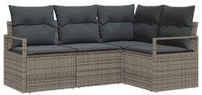 Kerti Kanapé Szett 4 pcs Szürke Poli rattan és porfestett acél
