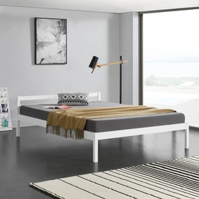 [en.casa] Ágykeret ágyráccsal fenyőfa 180x200 cm kétszemélyes egyszerű faágy franciaágy fehér