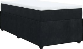 vidaXL fekete bársony rugós ágy matraccal 90 x 200 cm