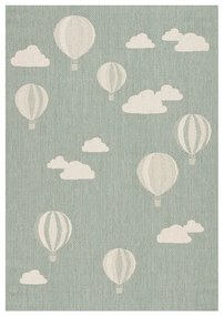 Zöld antiallergén gyerek szőnyeg 170x120 cm Balloons and Clouds - Yellow Tipi