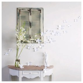 Flowers fehér 3D hatású 12 darabos öntapadós matricaszett - Ambiance